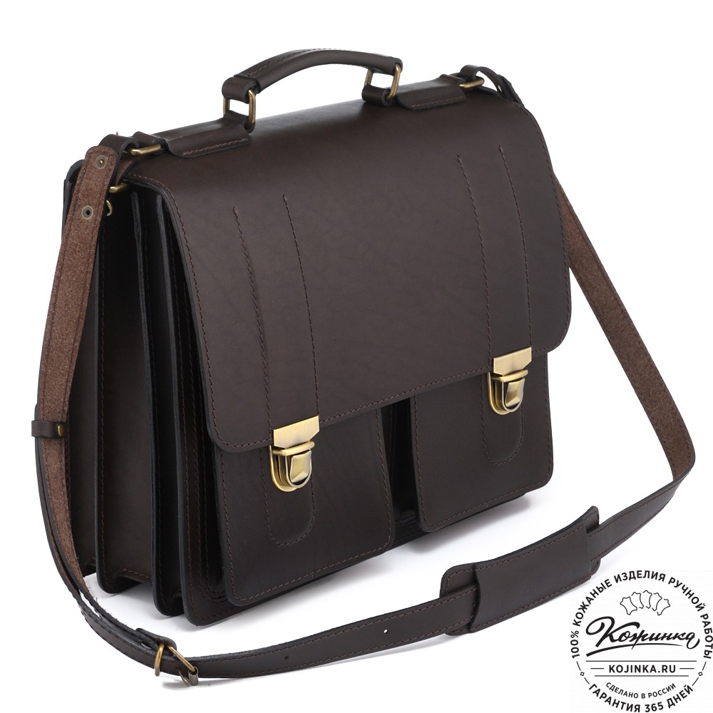 Мужской кожаный портфель "Престиж" (тёмно-коричневый)